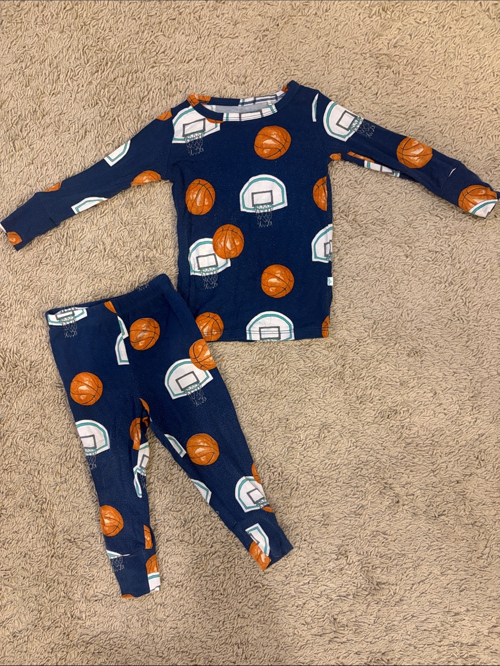 Posh Peanut Navy and Orange Basketball Pajama Set. Size 12-18 mos. EUC. Unisex.